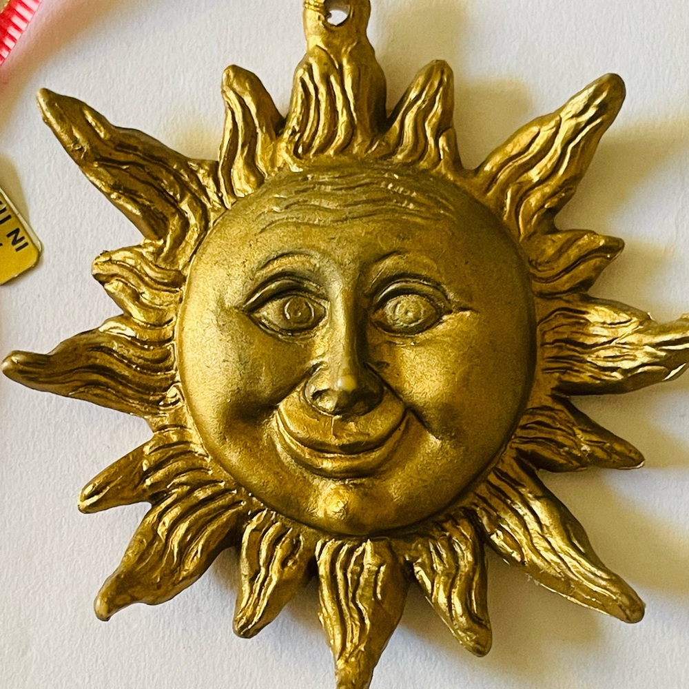 Gold Sun Face Ornament made in Italy